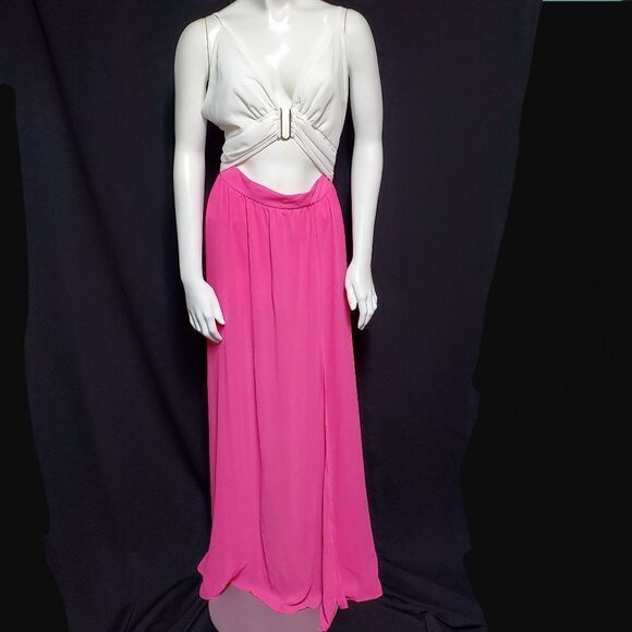 J. Our Sexy Pink & White Sexy Low Cut Dress (M) - Picture 2 of 5
